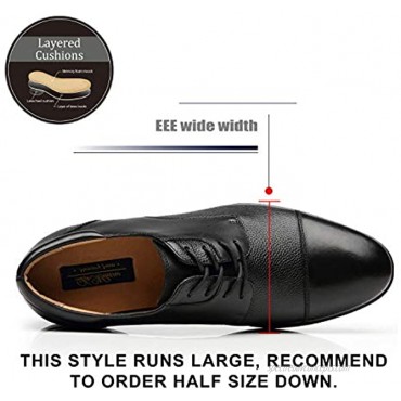 La Milano Wide Width Men's Leather Dress Shoes Slip On Square Toe Loafer Shoes Mens Comfortable Business Extra Wide Shoes EEE