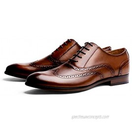 R.PRINCE Men's Oxford Brogue Lace-up Shoe Genuine Oxford Shoes Classic Formal Oxford Derby Shoes for Men