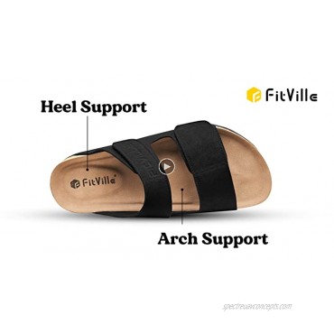 FitVille Men's and Women's Adjustable Slippers with Arch Support and High Heel Ring Indoor Outdoor Sandals