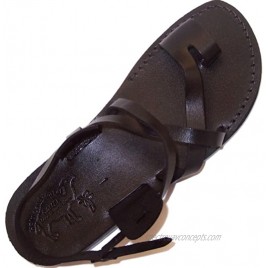 Holy Land Market Unisex Genuine Leather Biblical Sandals Jesus Yashua Black Style I