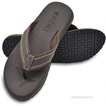 ONCAI Mens Sandals Flip Flops for Men Black Athletic Cushion Footbed Waterproof Outdoor Summer Beach Slippers