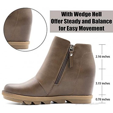 Athlefit Wedge Booties for Women with Heel Womens Booties Ankle Boots Hidden Wedge Boots