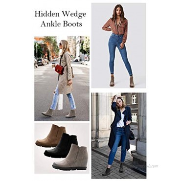 Athlefit Wedge Booties for Women with Heel Womens Booties Ankle Boots Hidden Wedge Boots