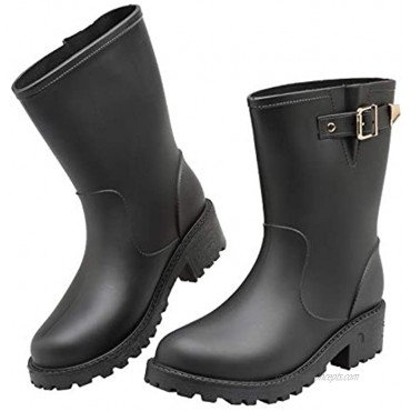 EYUSHIJIA Women's Short Rain Boots Waterproof Slip On Ankle Chelsea Booties