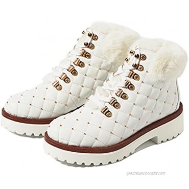 JWJ Women's Boots Winter Lace Up Snow Boots Leather Warm Waterproof Outdoor Ankle Booties