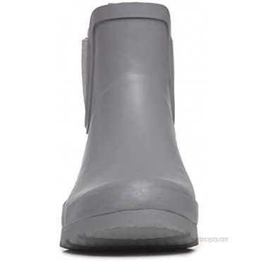Laura Ashley Ladies Mid Cut Ankle Height Rubber Rain Boots Lightweight Waterproof Booties for Women Grey 1 Heels