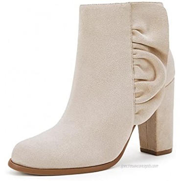Women’s Chunky High Heel Ankle Boots Fashion Faux Suede Fall Winter Booties Shoes