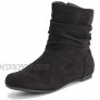 Womens Pull On Slouch Winter Fashion Closed Toe Flat Biker Ankle Boots