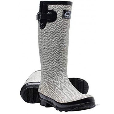Brown Oak Womens Rebecca Waterproof Adjustable Wellington Mid Calf Rubber Rain Boots