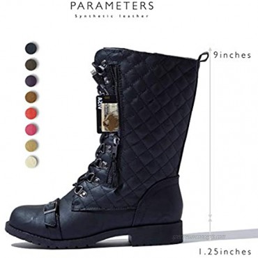 DailyShoes Women's Lace up Buckle Combat Mid Ankle Pocket Buckle Strap Boots