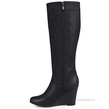 Journee Collection Womens Regular and Wide Calf Round Toe Mid-Calf Wedge Boots