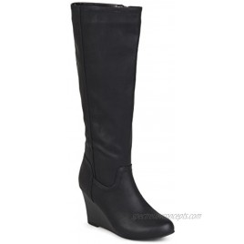 Journee Collection Womens Regular and Wide Calf Round Toe Mid-Calf Wedge Boots