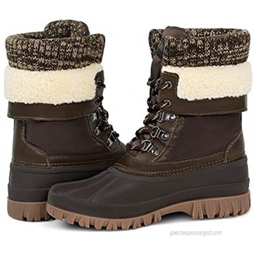 TF STAR Women's Warm Boots,Lace up Boots,Mid Calf Winter Snow Duck Boots Bean Boots Shoes