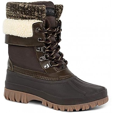 TF STAR Women's Warm Boots,Lace up Boots,Mid Calf Winter Snow Duck Boots Bean Boots Shoes