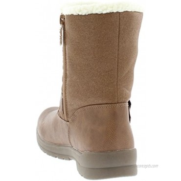 Totes Womens Cold Weather Boots Circle Pull-On Waterproof Insulated Mid-Calf Winter Boots for Comfort Durability Keeps Feet Warm & Dry