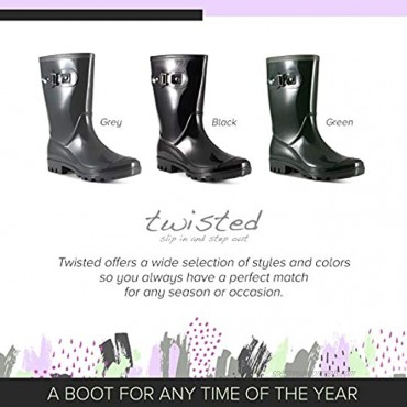 Twisted Women’s SHANA Rubber Rain Boots | Ladies Mid Hight Lined Water Resistant Slip On…