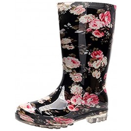 Womens Garden Rain Boot Wellies Half Calf Rubber Rainboots Floral Printed Waterproof for Women rain spot design footwear Farm boots