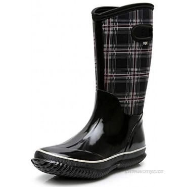 WTW Women's Rubber Neoprene Snow Boots Winter Warm Waterproof Insulated Barn Rain Boots for Ladies