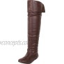 Cambridge Select Women's Back Tie Fold Over Cuff Flat Over The Knee Thigh-High Boot