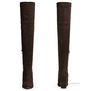 DREAM PAIRS Women's Thigh High Fashion Boots Over The Knee Block Heel Boots