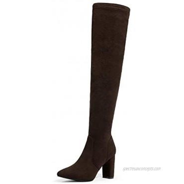 DREAM PAIRS Women's Thigh High Fashion Boots Over The Knee Block Heel Boots