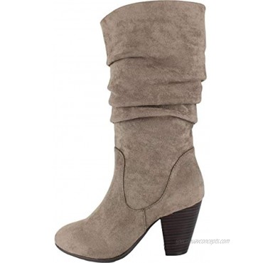 Esprit Oliana Folded Top Block Heel Mid Calf Boots