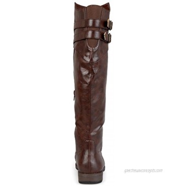 Journee Collection Womens Regular Sized and Wide-Calf Double-Buckle Knee-High Riding Boot