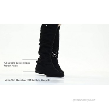 mysoft Women's Knee High Boots Flat Warm Winter Boots with Side Zipper