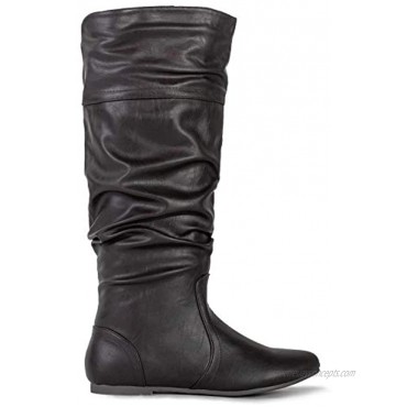 RF ROOM OF FASHION Women's Slouchy Knee High Hidden Pocket Boots Medium Calf