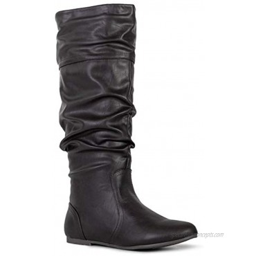 RF ROOM OF FASHION Women's Slouchy Knee High Hidden Pocket Boots Medium Calf