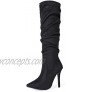 Sivellya Women's Knee High Boots High Heel Stacked Boots Tall Fashion Boot 4 Inch High Heel Black