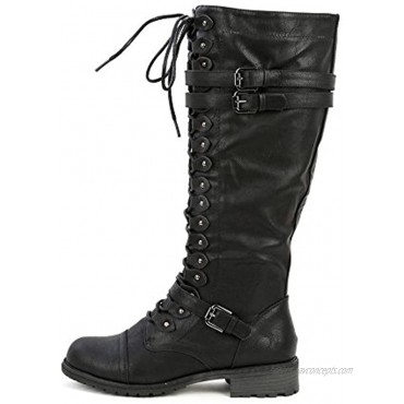 Wild Diva Womens Knee High Boots Lace Up Riding Boots