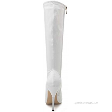 Women's Knee High Boots Patent Leather PU Peep Toe Side Zipper Stiletto Thigh High Boots High Heels Long boots