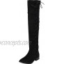 Cambridge Select Women's Thigh-High Corset Side Lace Low Heel Over The Knee Boot