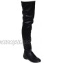 Nature Breeze FE52 Women's Drawstring Tie Up Low Flat Heel Dress Boots Black