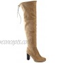Nature Breeze FF02 Women's Drawstring Stretchy Over The Knee Block Heel Boots