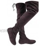 Wells Collection Womens Over The Knee Boots Soft Stretch Faux Suede Flat Heel Brown