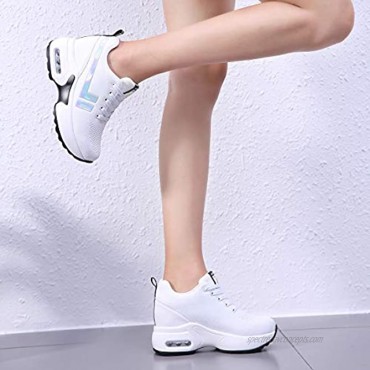 AONEGOLD Womens Knit Platform Hidden Wedges Sneaker High Top Athletic Walking Shoes High Heel Mesh Fashion