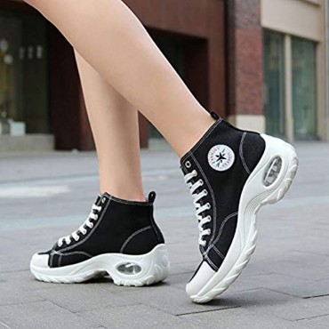 NCNDB Womens Canvas Sneakers High Top Lace up Casual Walking Shoes Air Cushion Sneakers