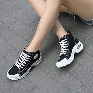 NCNDB Womens Canvas Sneakers High Top Lace up Casual Walking Shoes Air Cushion Sneakers