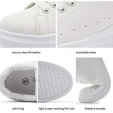ZGR Women’s Fashion Sneakers White PU Leather Platform Sneaker for Women Lace Up Walking Shoes