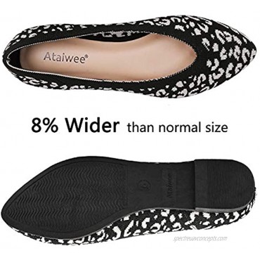 Ataiwee Women Wide Width Flat Shoes Fashion Soft Cute Slip on Walking Shoes.