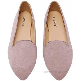 Ataiwee Women's Ballet Flats Pointed Toe Suede Classic Flat Shoes.2007009-2,LP MF,7 M