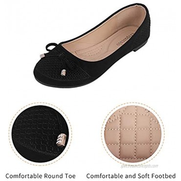 CREPUSCOLO Ballet Flats for Women Flat Shoes Classic Bowknot Womens Shoes Round Toe Comfort Slip-on Casual Walking Shoes