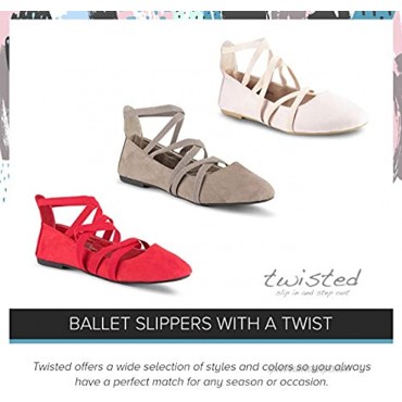 Twisted Sara Womens Flats | Ballet Flats with Elastic Straps and Comfort Insole
