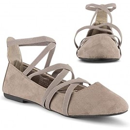 Twisted Sara Womens Flats | Ballet Flats with Elastic Straps and Comfort Insole