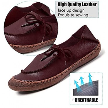 Ablanczoom Womens Casual Flats Shoes with Soft Leather Comfortable Slip On Loafers Moccasins Walking Driving Shoe