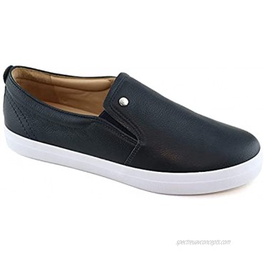 MARC JOSEPH NEW YORK Womens Casual Comfortable Genuine Leather Lightweight Low Top Fashion Slip-On Walking Sneaker Flat Shoes