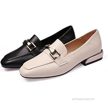 Minishion Womens Patent Leather Loafers Buckle Casual Flats