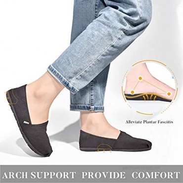 PTHANN Classic Black Flats Shoes Women with Arch Support Black Loafers for Women Canvas Shoes Walking Flats with Memory Foam Comfortable Non Slip On Shoes for Women to Wear Daily